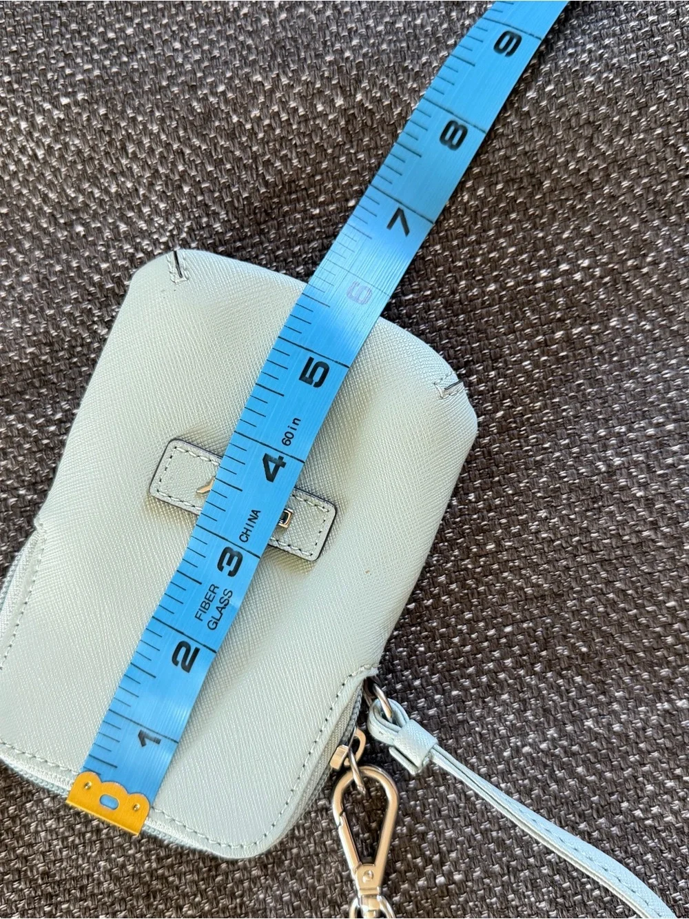 DKNY Mint Leather Wristlet Phone Pouch in Pale Green